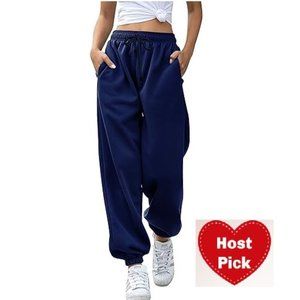 Baggy Sweatpants for Women Relaxed Fit Joggers with pockets Oversized Navy Blue